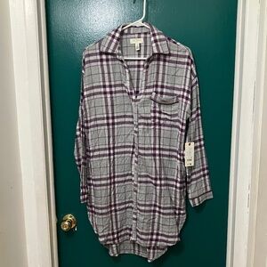 NEW Ted Baker London Grey & Purple Plaid Sleep Shirt